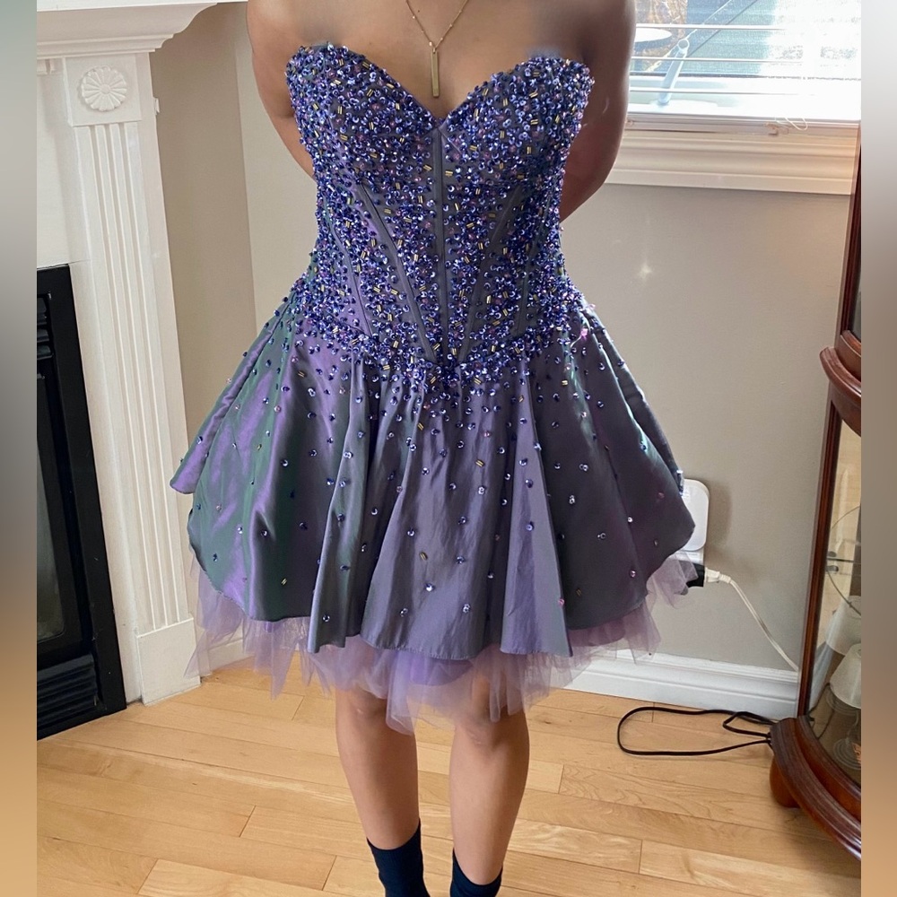 Women’s Purple w/ green undertone short prom dress